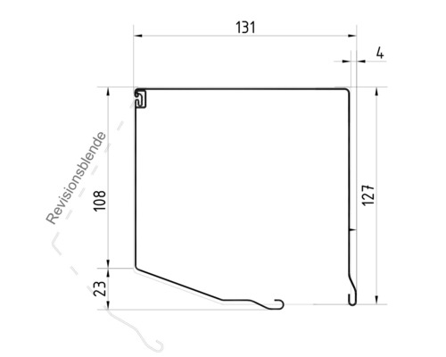 Technický výkres s rozměry roletové skříně
