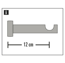 Obrázek držáku záclonové tyče o délce 12 cm.