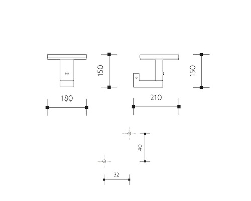 Technický výkres nástěnné lampy s rozměry