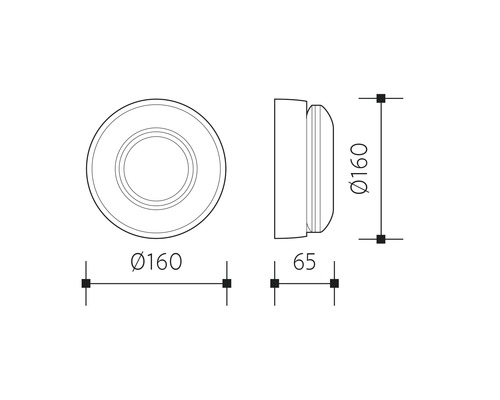 Technický výkres kulatého svítidla s rozměry