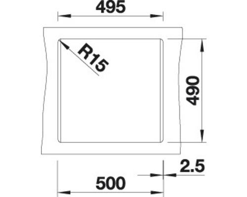 Technický výkres s rozměry pro dřez