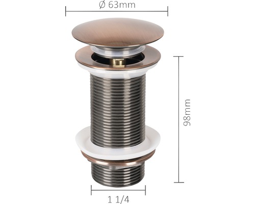 Umyvadlová odpadní souprava o rozměrech 63 mm v průměru a 98 mm na výšku