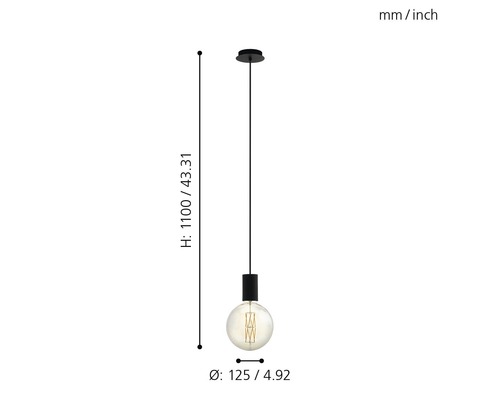 Závěsné svítidlo o rozměrech 1100 x 125 milimetrů