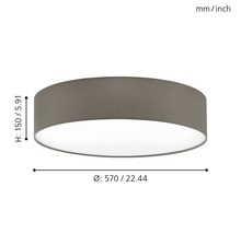 Stropní svítidlo o průměru 570 milimetrů a výšce 150 milimetrů