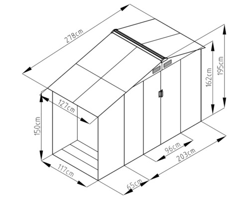 Obrázek zahradního altánu s rozměry