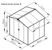 Plechový zahradní domek Rojaplast Archer B 203 x 181 cm šedý-thumb-9