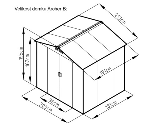 Rozměry zahradního domku Archer B