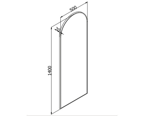 Technický výkres zrcadla s rozměry