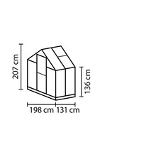 Rozměry skleníku: 207 cm vysoký, 198 cm široký a 131 cm hluboký.