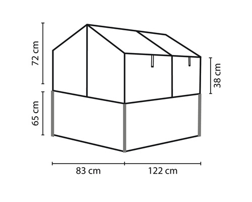 Technický nákres vyvýšeného záhonu s rozměry