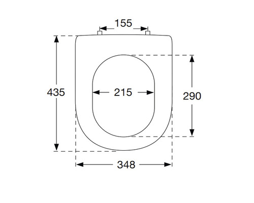 Technický nákres záchodového prkénka s rozměry
