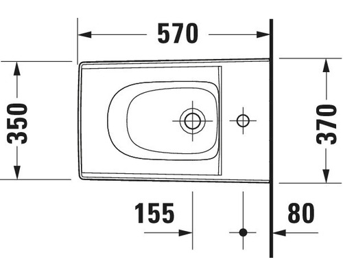 Technický nákres závěsného WC s rozměry