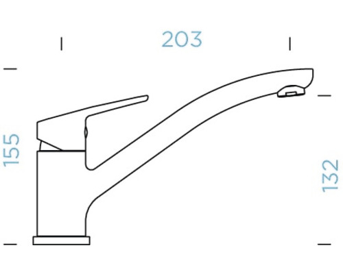 Nákres kuchyňské baterie s rozměry