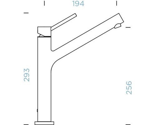 Technický výkres vodovodní baterie s rozměry