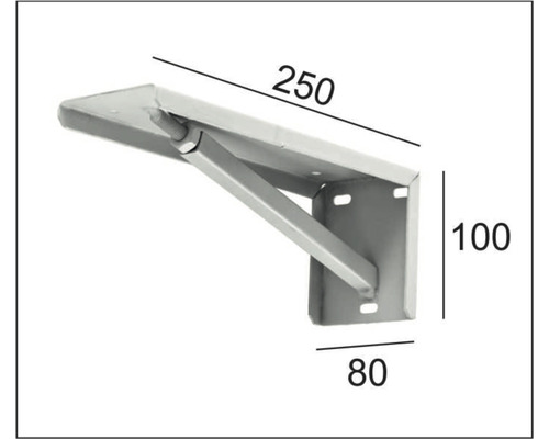 Nástěnná konzole o rozměrech 250 x 100 x 80 milimetrů.