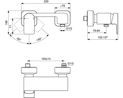 Technický výkres baterie s rozměry
