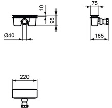 Odtoková souprava Ideal Standard Ultra Flat New 9,5 x 22,5 cm matně černá T4493V3