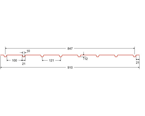 Technický výkres trapézového plechu s rozměry