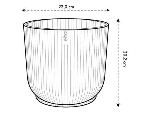 Obrázek květináče Elho o rozměrech 22,0 cm na šířku a 20,2 cm na výšku.