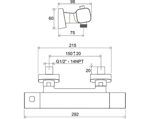 Rozměrový výkres armatury s různými rozměry