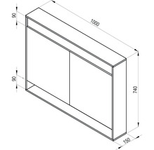 Koupelnová závěsná skříňka RAVAK Step zrcadlová 1000 x 740 x 150 mm X000001421