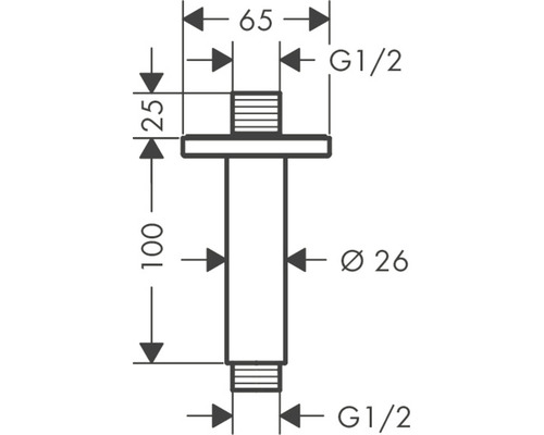 Technický nákres prodlužovací trubky sifonu s rozměry