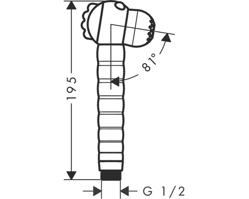 Technický výkres dětského umyvadla ve tvaru dinosaura s rozměry