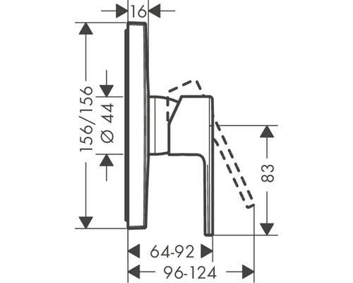 Technický nákres armatury s rozměry