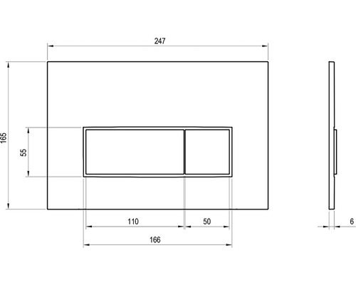 Nákres ovládacího panelu s rozměry