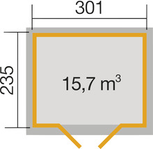 Ilustrace s rozměry 301 x 235 a objemem 15,7 metrů krychlových