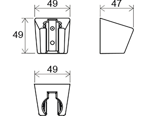 Technický nákres kluzáku nábytku s rozměry