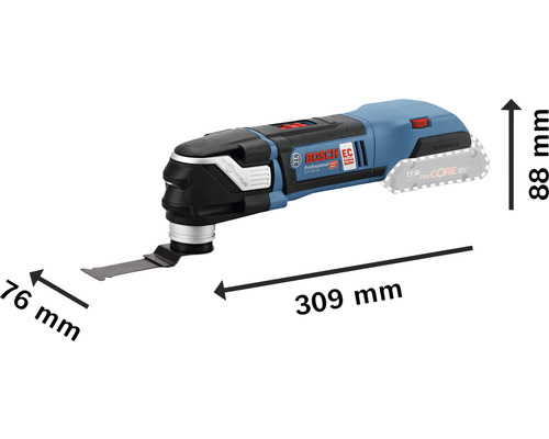 Multifunkční nástroj Bosch s rozměry 76 mm, 88 mm a 309 mm