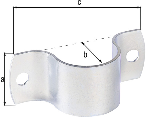 Obrázek trubkové objímky s rozměry a, b a c.