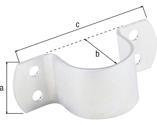 Obrázek trubkové spony s označeními a, b a c pro rozměry