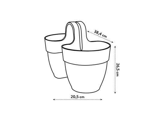 Nákres truhlíku na zábradlí s rozměry