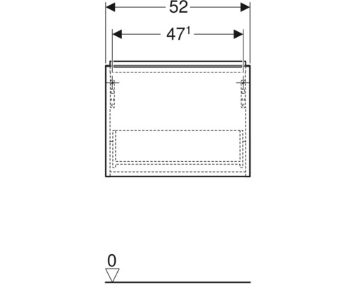 Technický výkres skříňky pod umyvadlo s rozměry