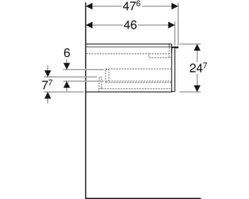 Technický výkres skříňky pod umyvadlo s rozměry