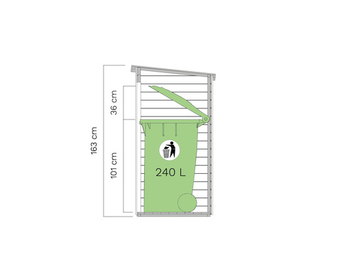 Rozměry boxu na popelnice s 240litrovou popelnicí
