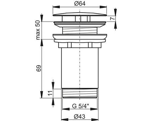 Technický nákres odtokové soupravy s rozměry