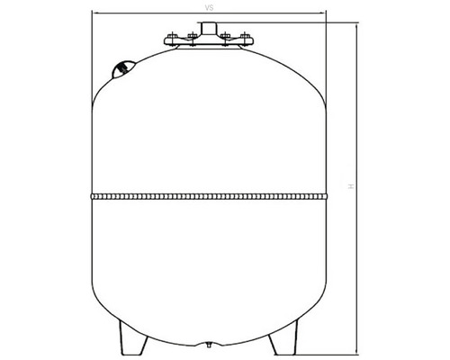 Schematický nákres tlakové nádoby s rozměry