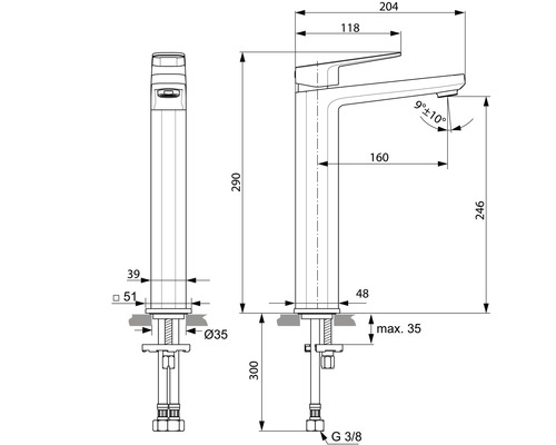 Technický výkres baterie s rozměry