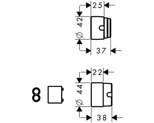 Technický výkres rohového konektoru s rozměry