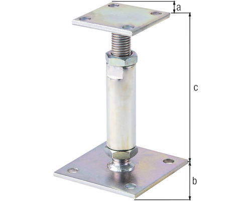 Nastavitelná patka podpěry se závitem a čtvercovou deskou