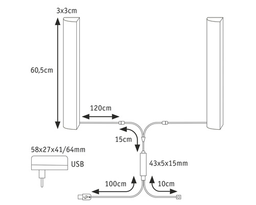 Rozměry dílů LED lampy