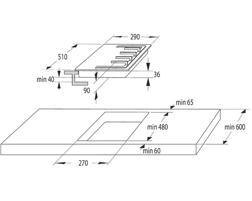 Montážní rozměry varné desky