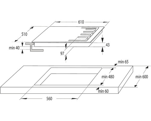 Rozměry pro instalaci varné desky