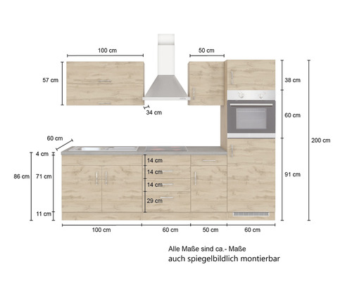 Kuchyňská linka s rozměry