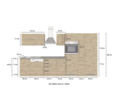 Kuchyňská linka s rozměry