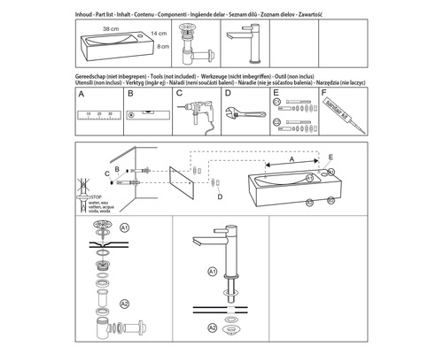 Návod k instalaci vany a armatury s nářadím