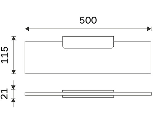 Technický výkres nábytkové rukojeti s rozměry
